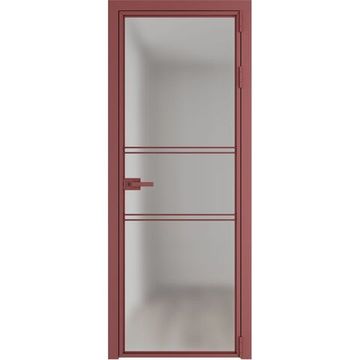 Алюминиевая межкомнатная дверь 2AХ красный антрацит остеклённая