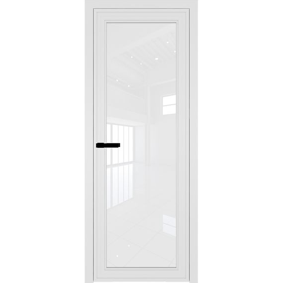 Фото межкомнатной алюминиевой двери Profil Doors AGP 1 белый матовый RAL 9003 стекло триплекс белый