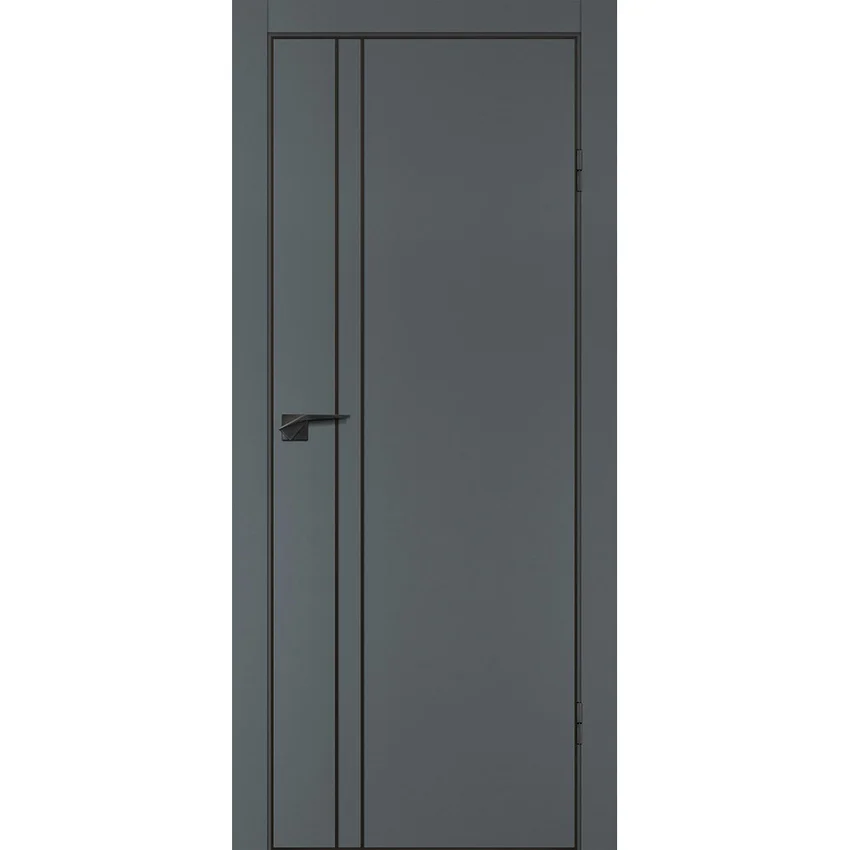 Межкомнатная дверь графит ПЭТ P-20 кромка ABS черная молдинг