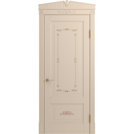 Межкомнатная дверь массив бука Viporte Бьелла Арт ваниль патина золото глухая