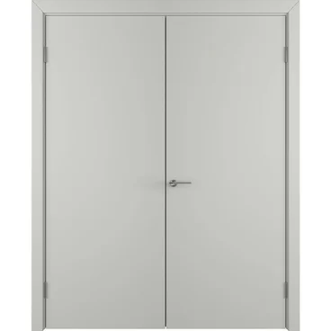 Двухстворчатая распашная дверь Флэт светло-серая эмаль глухая