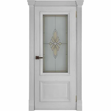 Межкомнатная дверь шпон Корсика дуб перла остекленная