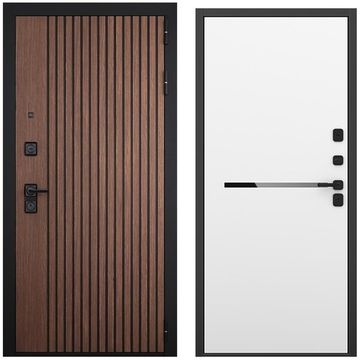 Входная дверь Шторм американский орех чёрный кварц панель горизонт
