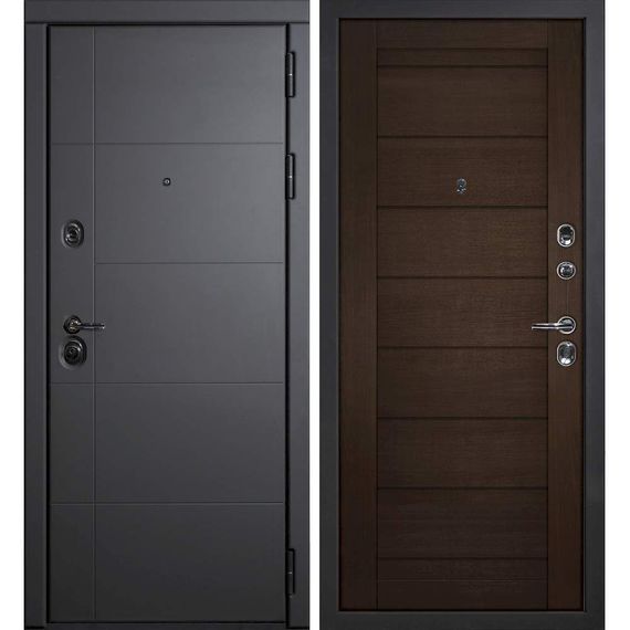 Входная дверь Э1 серый софт панель сборная венге