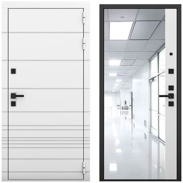 Входная дверь Бионика белый матовый панель зеркало 3D