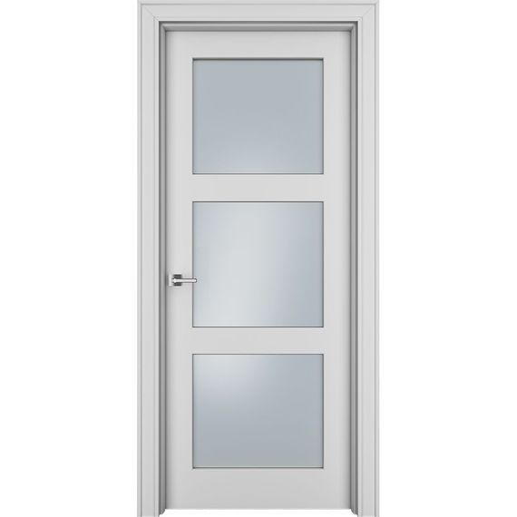 Фото межкомнатной двери эмаль Ofram Паспарту 33 белая остеклённая