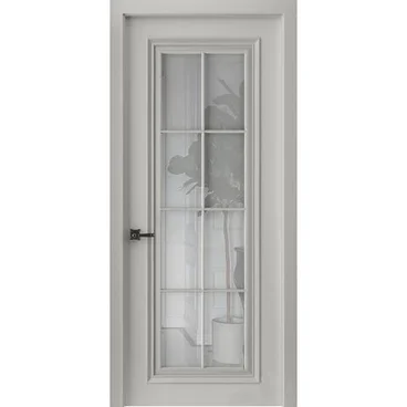 Межкомнатная дверь эмаль Бремен 14 галечный серый остеклённая
