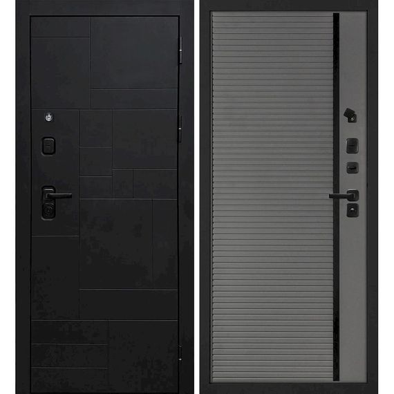 Входная дверь Лабиринт-201 панель фрезерованная PR-173 серая