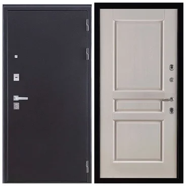 Входная дверь Колизей Плюс антик тёмное серебро панель Виктория слоновая кость