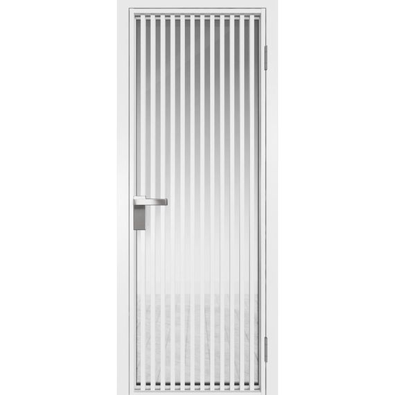 Межкомнатная алюминиевая дверь 11AG белая матовая RAL 9003 остеклённая