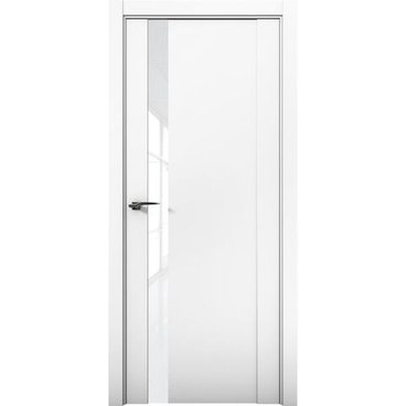 Межкомнатная дверь экошпон Кобальт 7 аляска стекло белый лакобель
