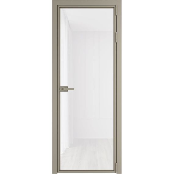 Алюминиевая межкомнатная дверь 1AХ никель матовый остеклённая