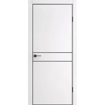 Межкомнатная дверь экошпон ДП-52 white pearl AL чёрная кромка глухая
