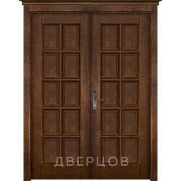 Межкомнатная дверь массив ольхи ОКА Лондон 2 античный орех распашная двустворчатая глухая