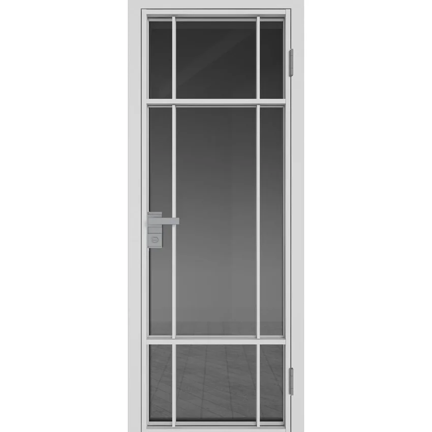 Межкомнатная алюминиевая дверь 8AG белая матовая RAL 9003 остеклённая