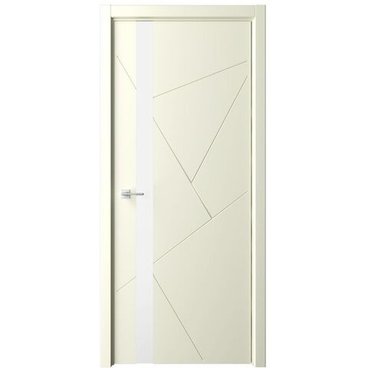 Межкомнатная дверь эмаль Геометрия 6 слоновая кость остеклённая