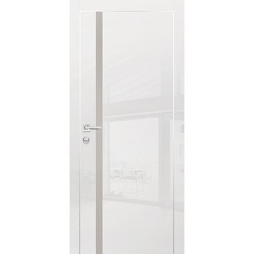 Межкомнатная дверь HGX-8 белый глянец с алюминиевой кромкой со стеклом