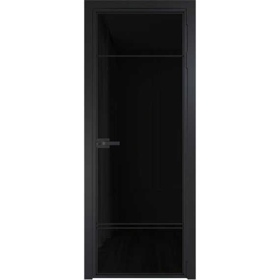 Алюминиевая межкомнатная дверь 4AX чёрная матовая RAL 9005 остеклённая