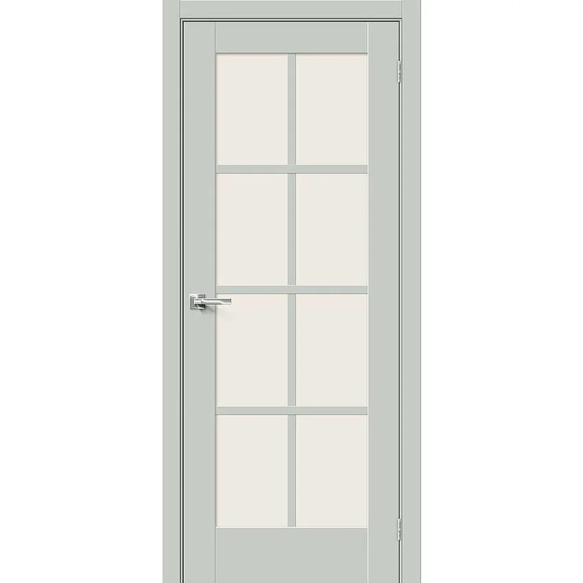 Фото межкомнатной двери эмалит Прима-11.1 grey matt остеклённая
