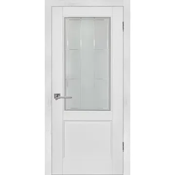 Межкомнатная дверь шпон Прованс 12 белый ясень со стеклом