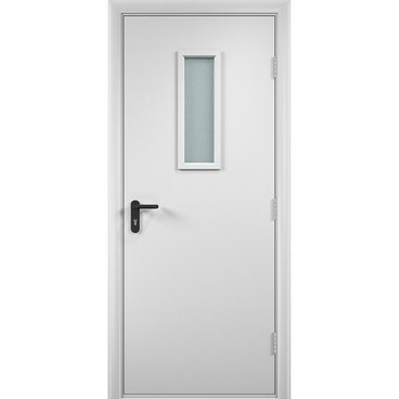 Дверь противопожарная деревянная ПВХ EI60 белая со стеклом