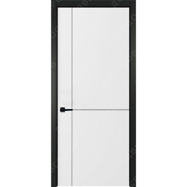 Межкомнатная белая дверь Графика 3 с чёрным наличником