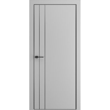 Межкомнатная дверь ПЭТ Премьер-4 серый алюминиевая чёрная кромка