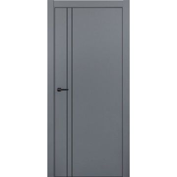 Межкомнатная дверь ПЭТ Silk-2 графит кромка ABS чёрная молдинг