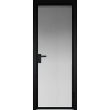 Межкомнатная алюминиевая дверь 1AG чёрная матовая RAL 9005 остеклённая
