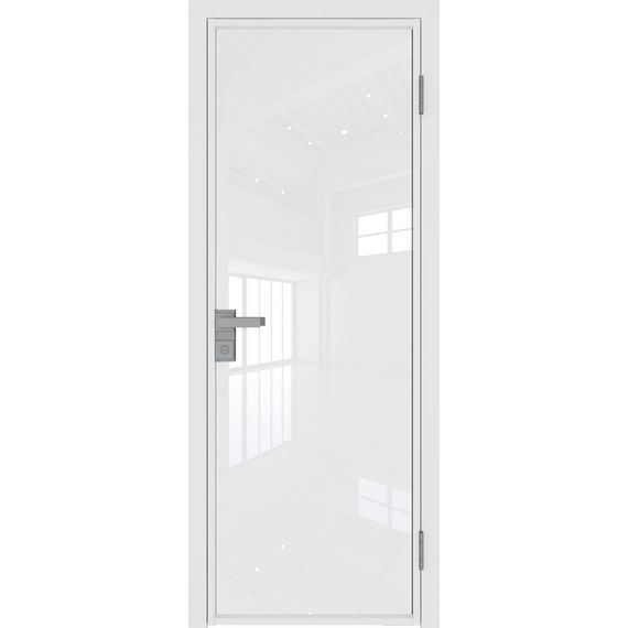 Межкомнатная алюминиевая дверь 1AG белая матовая RAL 9003 остеклённая
