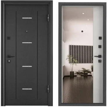 Входная дверь Delta PRO MP DL-1 тёмно-серый букле графит D-MM ПВХ бьянко