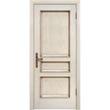 Межкомнатная дверь шпон Альба ясень карамельный с патиной глухая