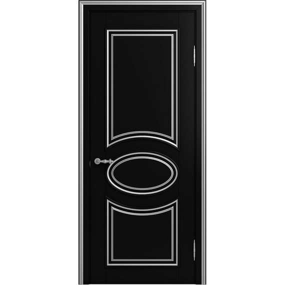 Межкомнатная дверь массив бука Viporte Лацио нуар патина серебро глухая