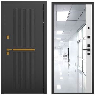 Входная дверь Артдеко чёрный силк панель зеркало 3D