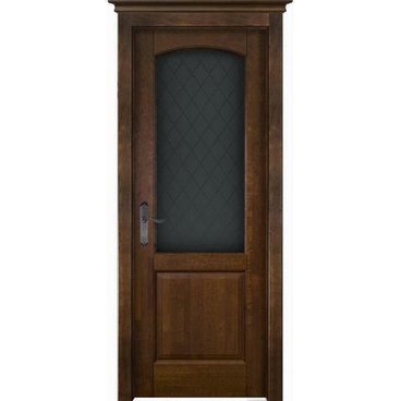 Межкомнатная дверь массив ольхи ОКА Фоборг античный орех остекленная