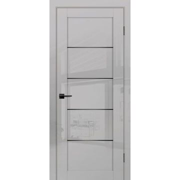 Межкомнатная дверь экошпон Profilo Porte G-15 агат глянец стекло Lacobel черный