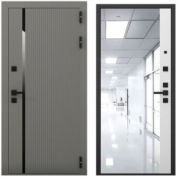 Входная дверь Пиано S антрацит силк панель зеркало 3D