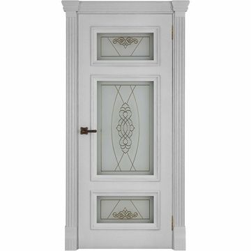 Межкомнатная дверь шпон Мадрид дуб перла со стеклом