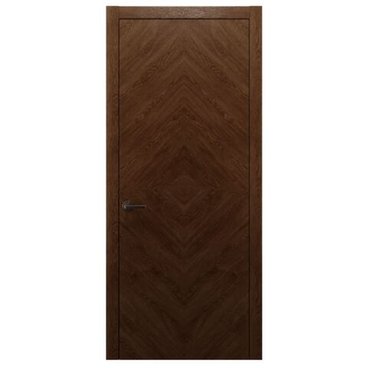 Межкомнатная дверь массив дуба Alvero Флэт-I табачный глухая
