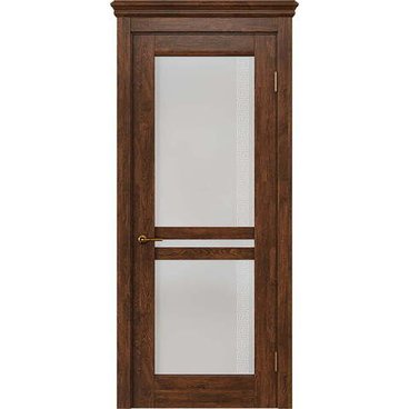 Межкомнатная дверь массив дуба селект Alvero Афина орех чёрный остеклённая