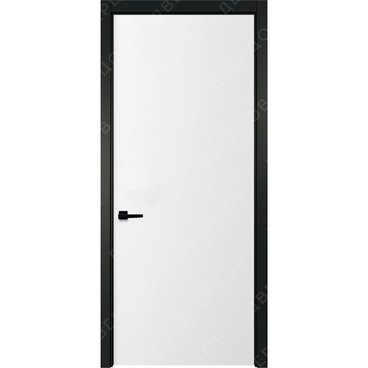 Межкомнатная белая дверь Геометрия 1 с чёрным наличником
