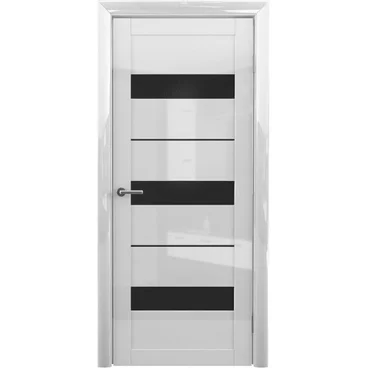 Межкомнатная дверь глянцевая Albero Прага глянец белый стекло чёрное