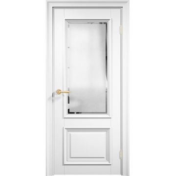 Межкомнатная дверь эмаль Дверцов Болонья цвет сигнальный белый RAL 9003 остеклённая