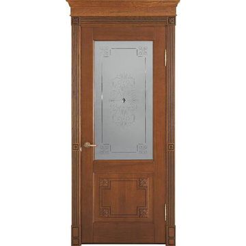 Дверь массив дуба Флоренция табачный остеклённая