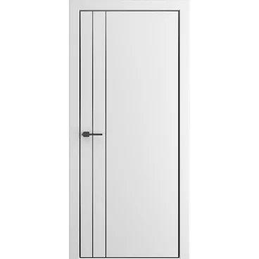 Межкомнатная дверь ПЭТ Премьер-4 белый алюминиевая чёрная кромка