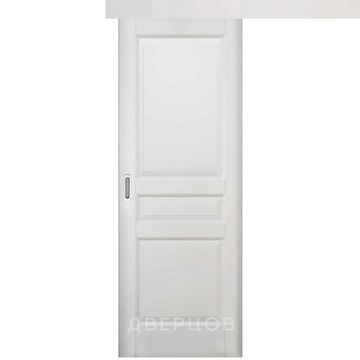 Межкомнатная раздвижная одностворчатая дверь массив ольхи ОКА Валенсия белая эмаль глухая