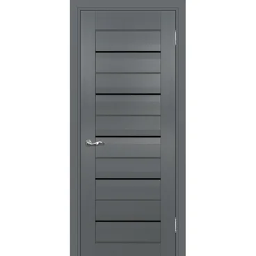 Межкомнатная дверь экошпон PSC-48 графит стекло Lacobel чёрный