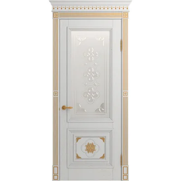 Межкомнатная дверь массив дуба Viporte Монако аворио патина золото остеклённая