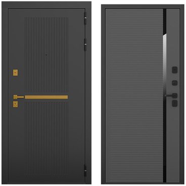 Входная дверь Артдеко чёрный силк панель пиано