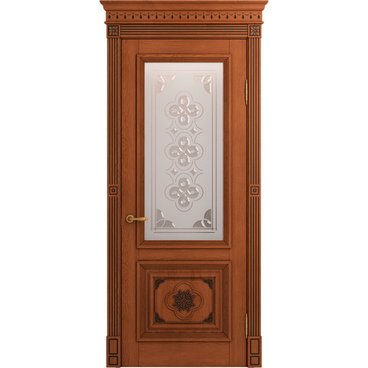 Межкомнатная дверь массив дуба Viporte Монако табачный патина чёрная остеклённая